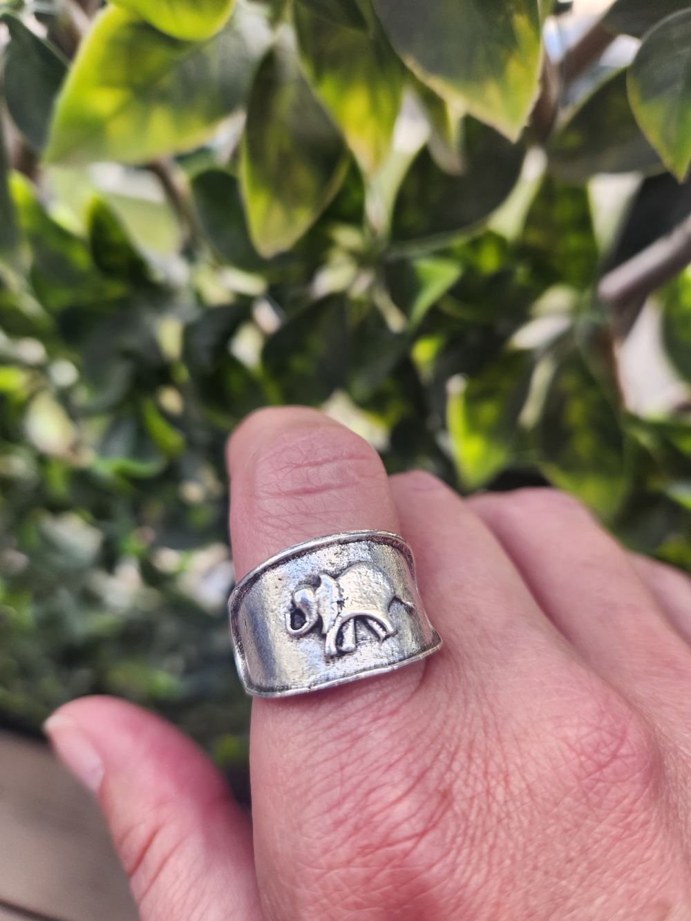Silver Elephant Band Ring